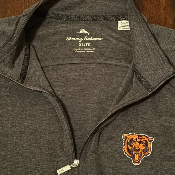 Tommy Bahamas Long Sleeve Quarter-Zip Pullover with Retro Chicago Bears Logo XL - Picture 3 of 7